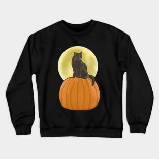 Black Cat on a Pumpkin Crewneck Sweatshirt